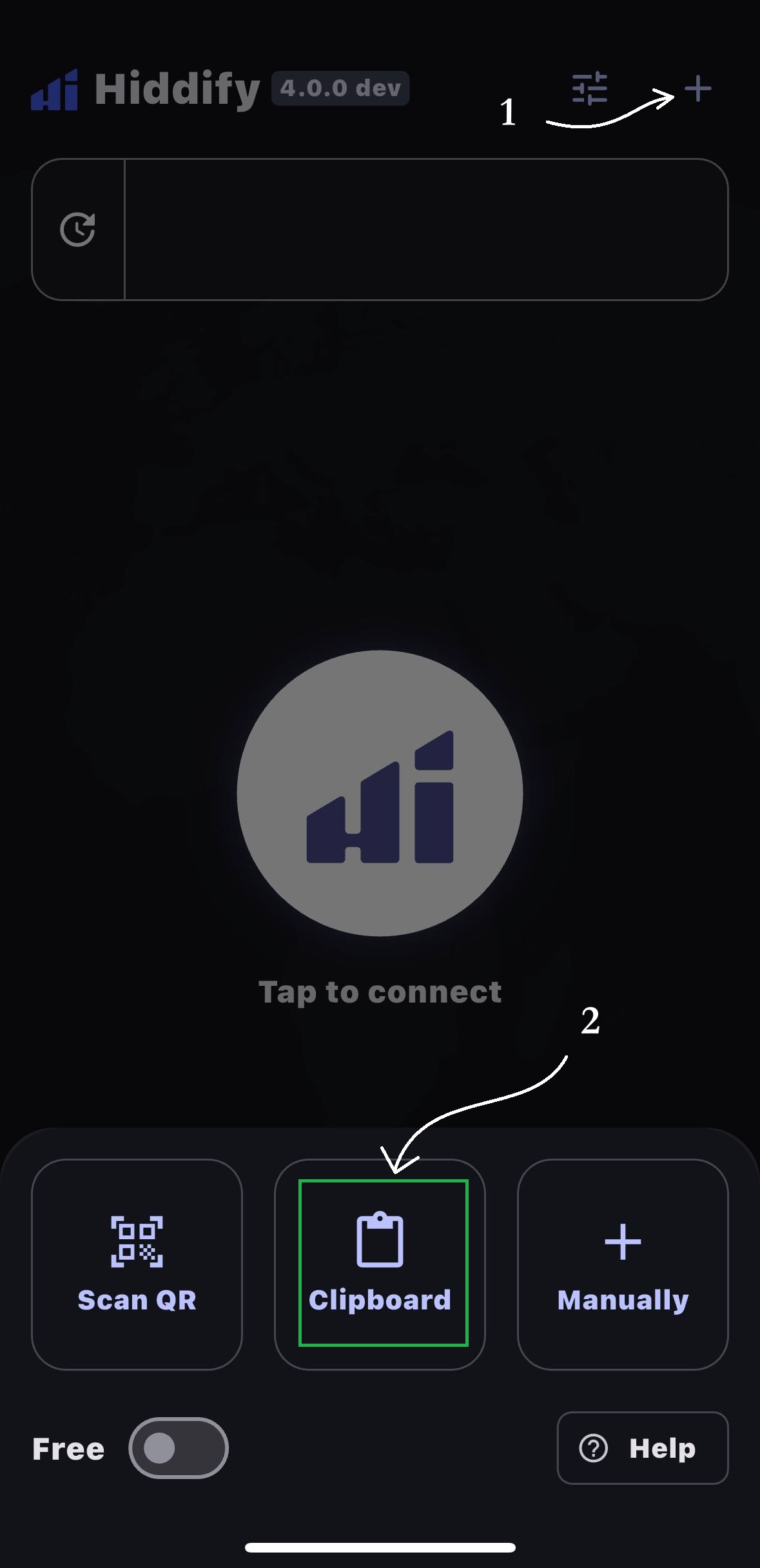 Hiddify profile import screen
