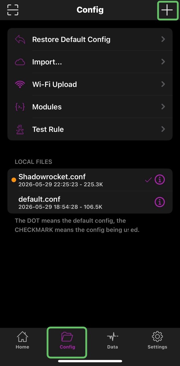 Shadowrocket Config routing screen