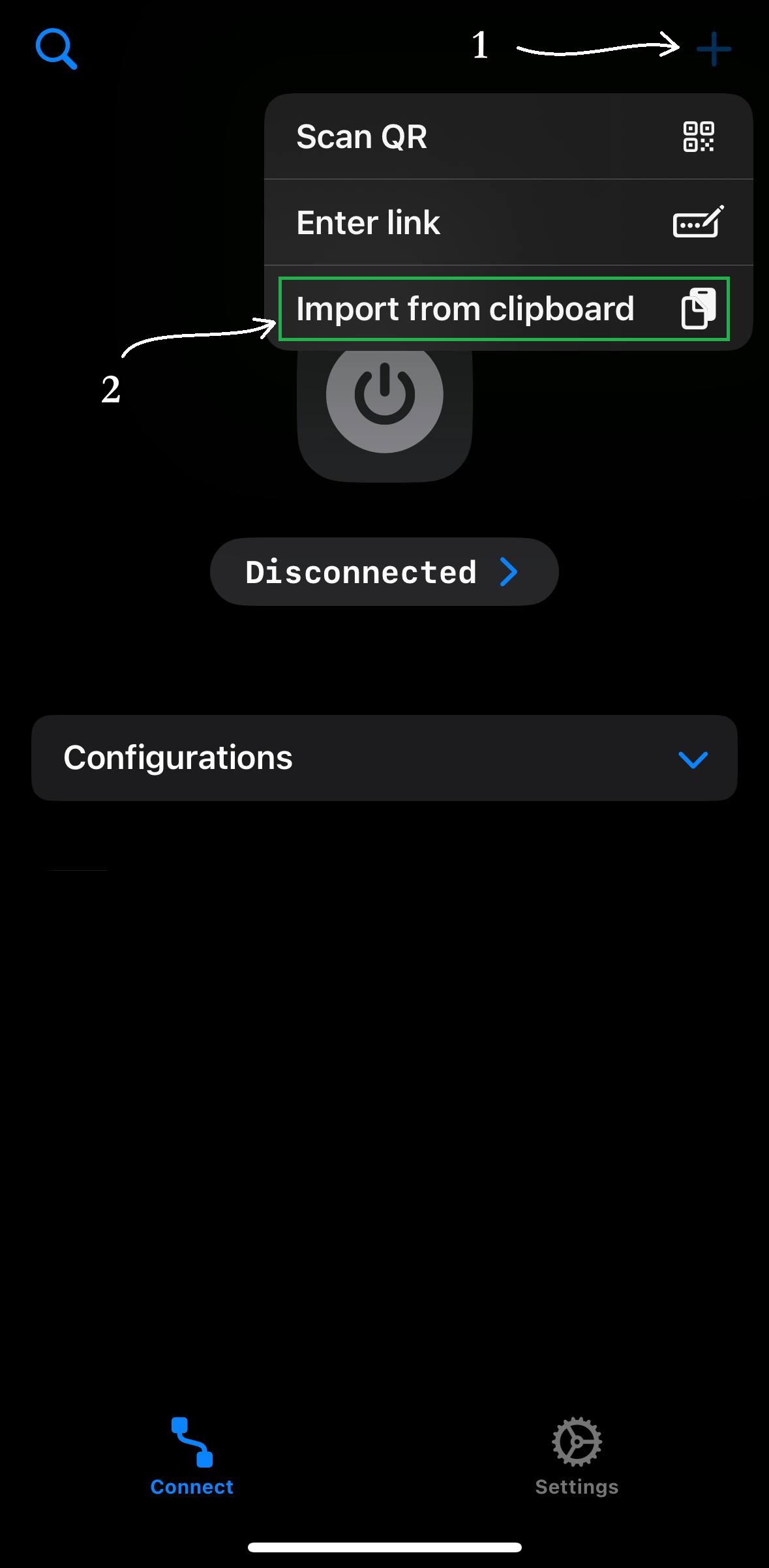 v2rayTun subscription import screen